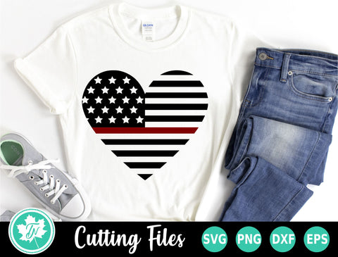 Thin Red Line SVG | American Flag Heart SVG TrueNorthImagesCA 