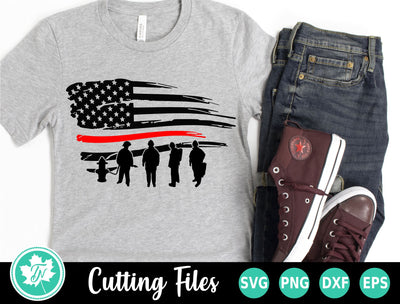 Thin Red Line SVG | American Flag with Firefighters SVG TrueNorthImagesCA 