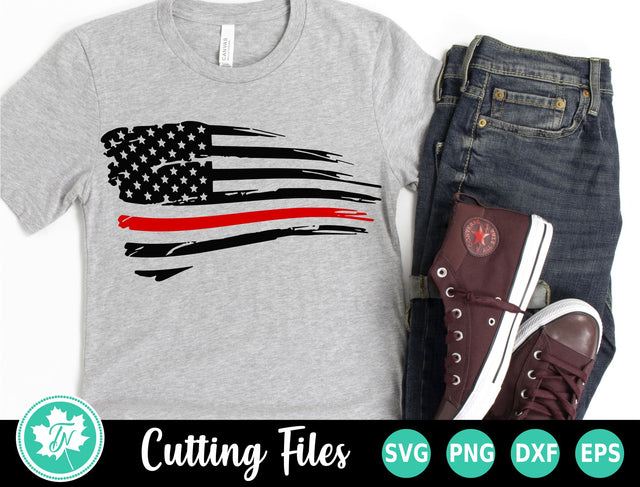 Thin Red Line SVG | Distressed American Flag SVG TrueNorthImagesCA 