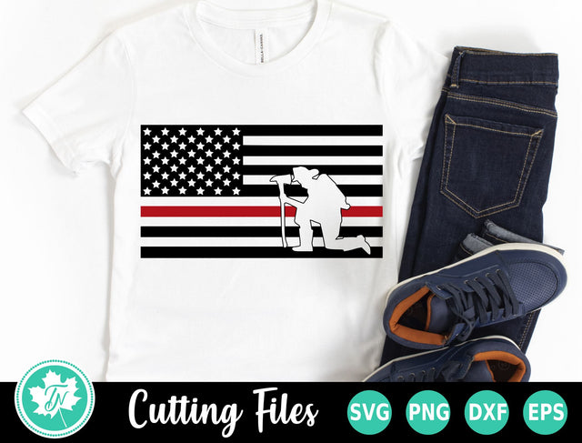 Thin Red Line SVG | Kneeling Fireman SVG TrueNorthImagesCA 