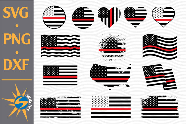 Thin Red Line US Flag SVG, PNG, DXF Digital Files Include SVG SVGStoreShop 