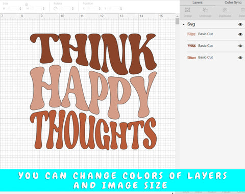 Think Happy Thoughts SVG, Positive Quote SVG Cut File, Motivational Shirt SVG SVG HappyDesignStudio 