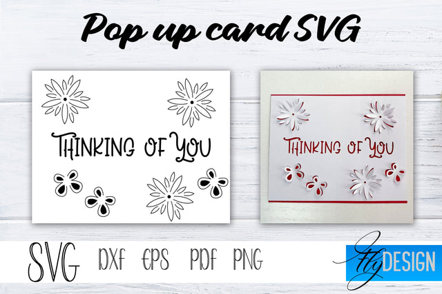 Thinking of You Pop Up Card SVG, Pop-Up Greeting Card, Cricut Pop Up Card, Mothers Day Svg, 3D Card, Birthday SVG Card SVG Fly Design 