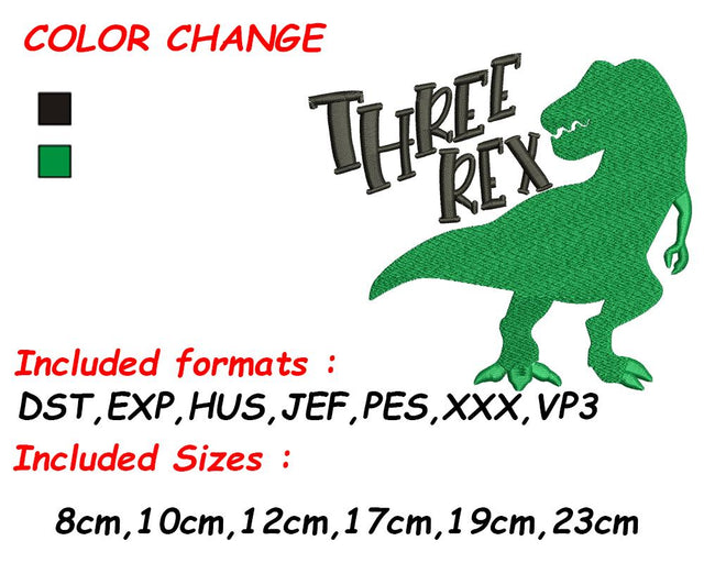 Third Birthday Boy, Three Embroidery, 3rd Birthday, Birthday Embroidery, Dino Embroidery, Cute Birthday Embroidery/Applique DESIGNS SVG Digital Designer 