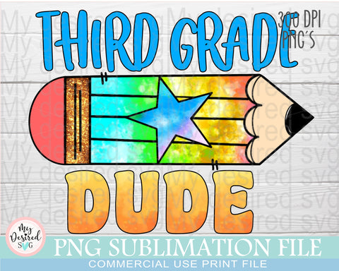 Third Grade DUDE PNG, School Designs, Back to School 3rd grade Design, Third Grade Shirt, Gift for Teachers, Sublimation Designs Downloads Sublimation MyDesiredSVG 