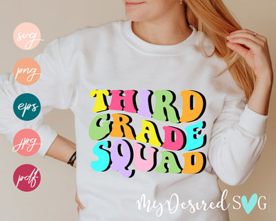 Third grade squad SVG, Back to School Design, School Squad svg, 3rd grade squad svg, Funny teacher, Svg files for cricut, Png Dxf Eps Pdf SVG MyDesiredSVG 