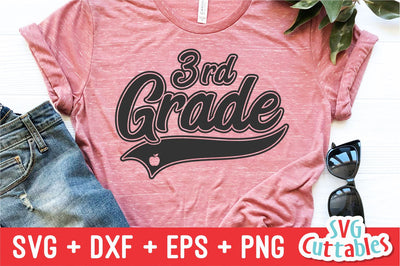 Third Grade svg - 3rd Grade Cut File - Teacher - Swoosh - svg - dxf - eps - png - Cut File - Silhouette - Cricut - Digital Download SVG Svg Cuttables 