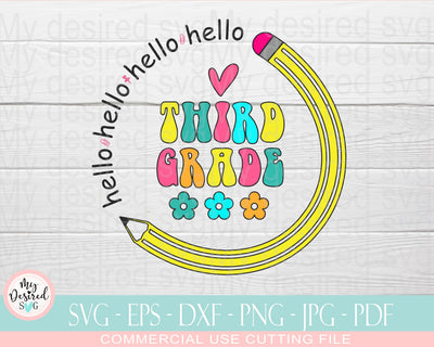 Third Grade SVG, Back to School 3rd Grade Design, Cut files for cricut, Designs Downloads, SVG Files for silhoutte Cameo, Back to School svg SVG MyDesiredSVG 
