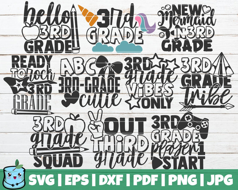 Third Grade SVG Bundle SVG MintyMarshmallows 
