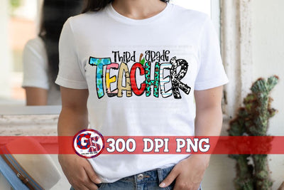 Third Grade Teacher PNG for Sublimation Sublimation Greedy Stitches 