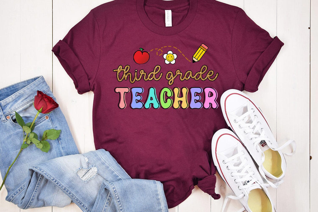 Third Grade Teacher Sublimation PNG I Teacher Shirt PNG - So Fontsy