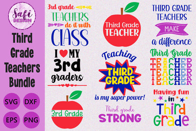 Third Grade Teachers Cut File Bundle SVG Safi Design 