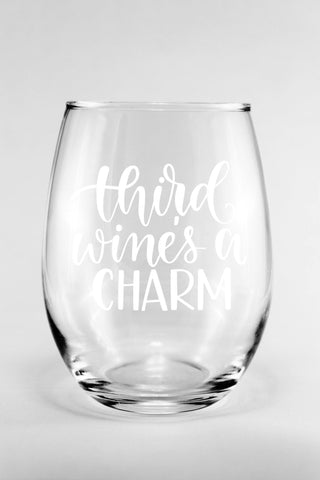 Third Wine's a Charm Hand Lettered SVG Cut File SVG Cursive by Camille 
