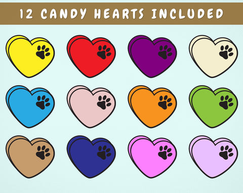 This Dogmom Wears Her Heart On Her Sleeve SVG, PNG + 12 Candy Hearts, Valentine's Day SVG SVG HappyDesignStudio 