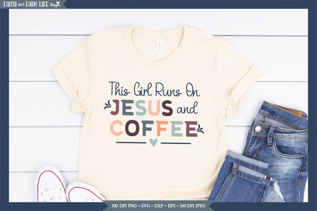 This Girl Runs On Jesus and Coffee SVG Designs by Jolein 