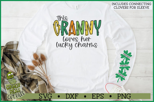 This Granny Loves Her Lucky Charms on Sleeve SVG File SVG Crunchy Pickle 