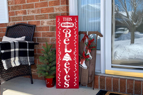 This Home Believes, Christmas Porch Sign SVG SVG CraftLabSVG 