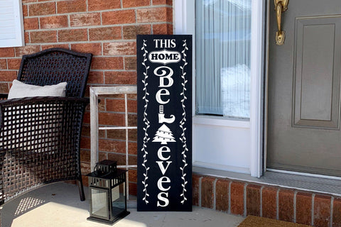 This Home Believes, Christmas Porch Sign SVG SVG CraftLabSVG 