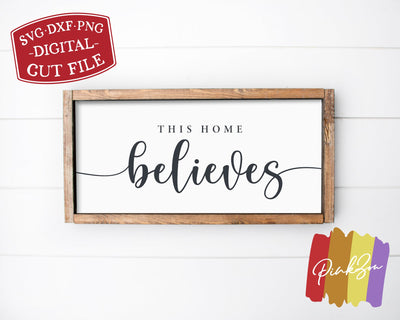 This Home Believes SVG Files | Farmhouse Christmas Svg | Santa Claus Svg | Christmas Svg | Commercial Use | Cricut | Silhouette | Digital Cut Files (1106883471) SVG PinkZou 