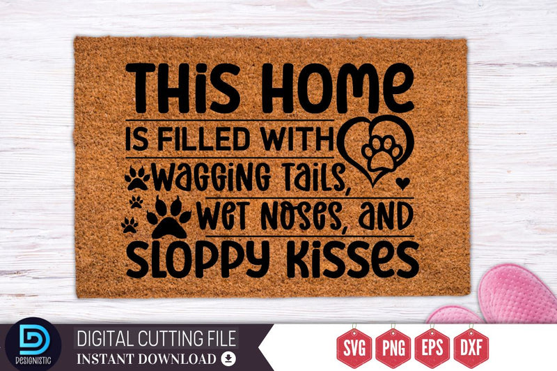 Dog-Themed Throw Pillow Cover Set – 18x18", Cotton Linen, 'Home Filled With Love' Quote