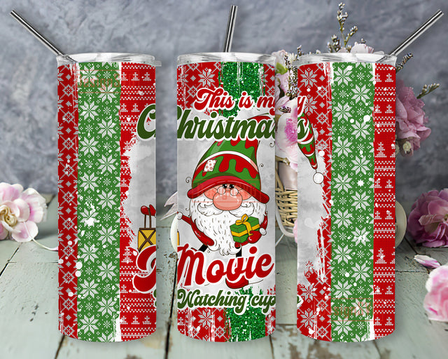 This Is My Christmas Movies Watching Up 20oz Skinny Tumbler, Christmas Gnome Tumbler Png, Christmas Embroider Tumbler Wrap, Christmas Tumbler Template, Instant Download Sublimation DesignSVG 