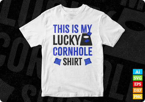 This is My Lucky Cornhole Shirt Editable Vector T shirt Design in Ai Png Svg Files SVG DesignDestine 