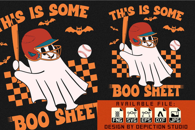 This Is Some Boo Sheet T-Shirt, Ghost Baseball Player Shirt Print Template Sketch DESIGN Depiction Studio 