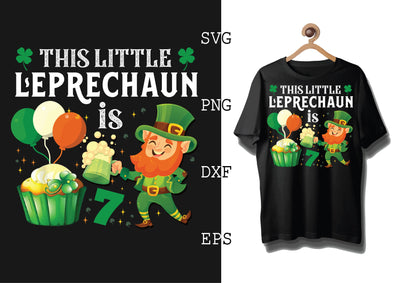This Little Leprechaun is 7 Svg, Green Clover Svg, Happy St. Patrick’s Day Svg, Lucky Charm Svg SVG DesignTShirt 