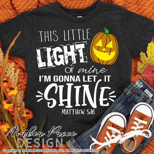 This little light of mine I'm gonna let it shine SVG | Kid's Christian Halloween SVG PNG DXF SVG Amber Price Design 