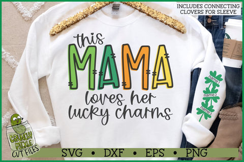 This Mama Loves Her Lucky Charms on Sleeve SVG File SVG Crunchy Pickle 