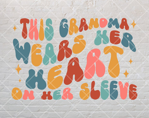 This Mama Wears Her Heart On Her Sleeve SVG Bundle, 10 Designs + 12 Candy Hearts, This Auntie Wears SVG, This Grandma Wears SVG, This Nana Wears SVG SVG HappyDesignStudio 