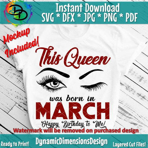 This Queen was born in March SVG DynamicDimensionsDesign 