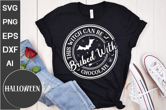 This Witch Can Be Bribed With Chocolate Round Sign SVG, Halloween Round Sign SVG, Farmhouse Halloween SVG Design,SVGs,Quotes and Sayings,Food & Drink,On Sale, Print & Cut SVG DesignPlante 503 