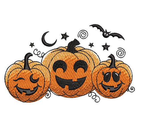 Three funny halloween pumpkins embroidery design, Autumn embroidery, 3 sizes, instant download. Embroidery/Applique DESIGNS ArtEMByNatalia 