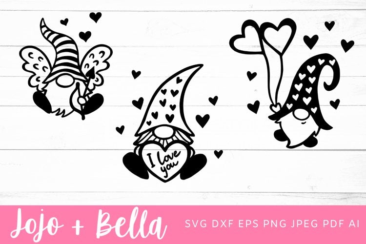 Three Gnomes svg, Valentines Hearts svg, Valentines Day, Gnome svg ...