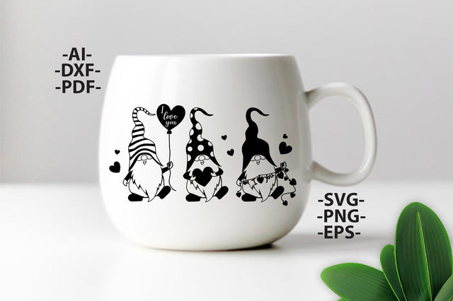 Three gnomies svg | I love you Svg | St Patricks Day SVG | Black and Whive Svg | St Patricks Day mug | Lucky gnome tshirt | Gnomie Svg SVG 1uniqueminute 