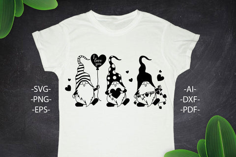 Three gnomies svg | I love you Svg | St Patricks Day SVG | Black and Whive Svg | St Patricks Day mug | Lucky gnome tshirt | Gnomie Svg SVG 1uniqueminute 