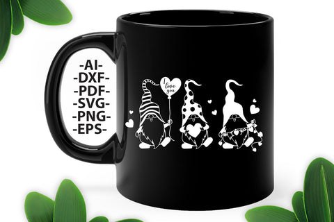 Three gnomies svg | I love you Svg | St Patricks Day SVG | Black and Whive Svg | St Patricks Day mug | Lucky gnome tshirt | Gnomie Svg SVG 1uniqueminute 