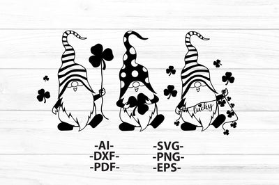 Three gnomies svg | St Patricks Day SVG | Black and Whive Svg | St Patricks Day mug | Lucky gnome tshirt | Gnomie Svg SVG 1uniqueminute 
