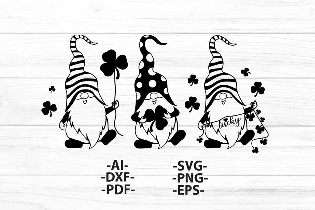 Three gnomies svg | St Patricks Day SVG | Black and Whive Svg | St Patricks Day mug | Lucky gnome tshirt | Gnomie Svg SVG 1uniqueminute 