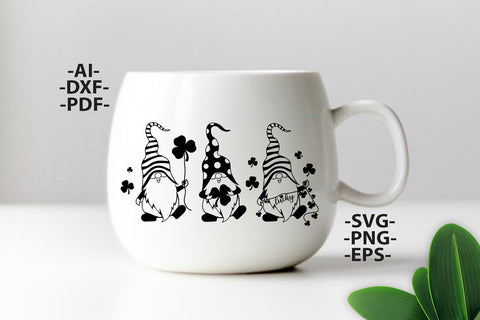 Three gnomies svg | St Patricks Day SVG | Black and Whive Svg | St Patricks Day mug | Lucky gnome tshirt | Gnomie Svg SVG 1uniqueminute 