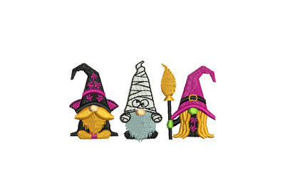 Three Halloween Cute Mini Gnomes Embroidery Design. Cozy mini gnomes Halloween Party Embroidery/Applique DESIGNS NextEmbroidery 