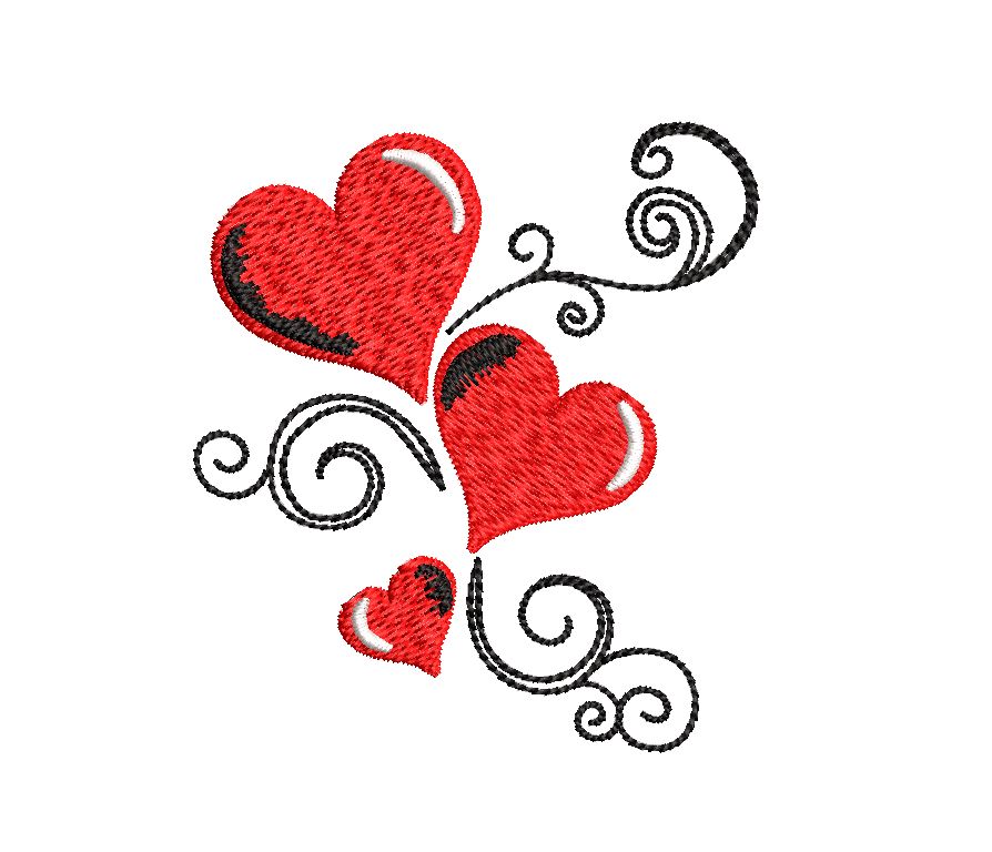 Three Hearts Machine Embroidery Design - So Fontsy