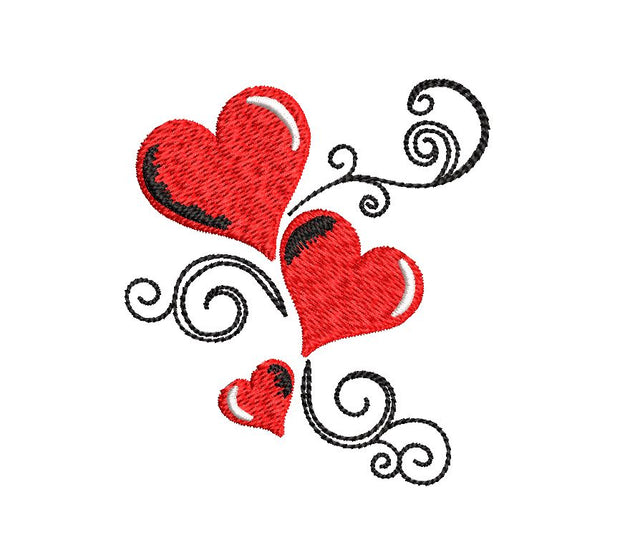Three Hearts Machine Embroidery Design Embroidery/Applique DESIGNS Canada Embroidery 