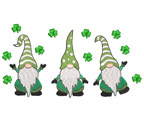 Three Irish Gnomes with Shamrocks Machine Embroidery Design Embroidery/Applique DESIGNS Canada Embroidery 