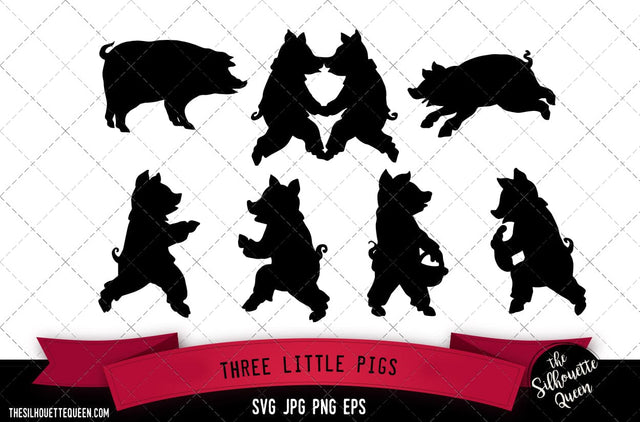 Three Little Pigs SVG -Vector Art Commercial & Personal Use- Cricut,Silhouette,Cameo,Vinyl Cut SVG Loveleen Kaur 