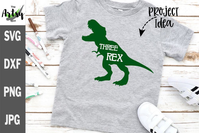 Three Rex, 3rd birthday Dinosaur, Tyrannosaurus rex svg - T-rex svg SVG The Artsy Spot 