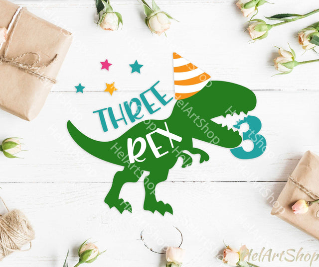 Three Rex Svg, Dinosaur Birthday SVG SVG _HelArtShop_ 