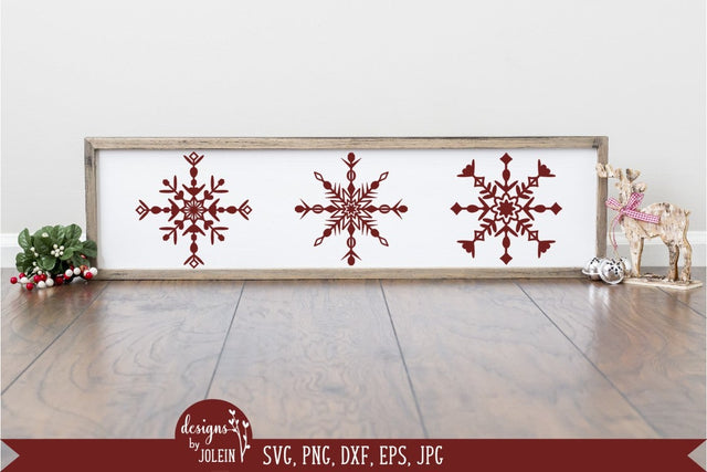 Three snowflakes SVG Designs by Jolein 