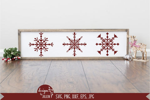 Three snowflakes SVG Designs by Jolein 
